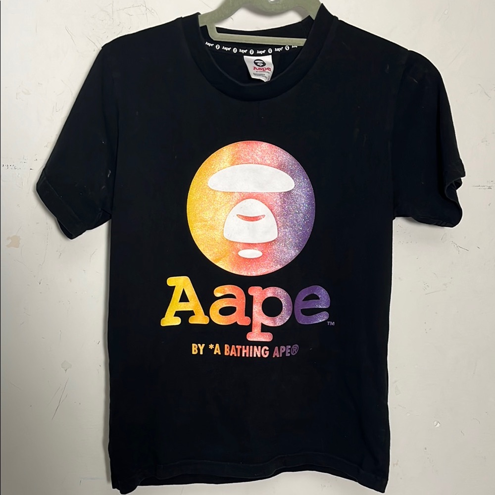 AAPE by A Bathing Ape Black Logo t-shirt Sz Small